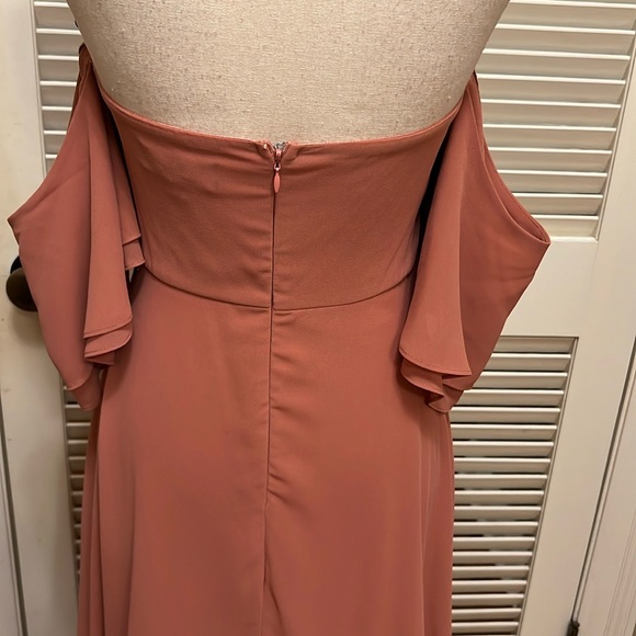 Lulu's Abbington Off-the-Shoulder Bridesmaid Maxi Dress in Dusty Rose, Size S - Picture 10 of 15
